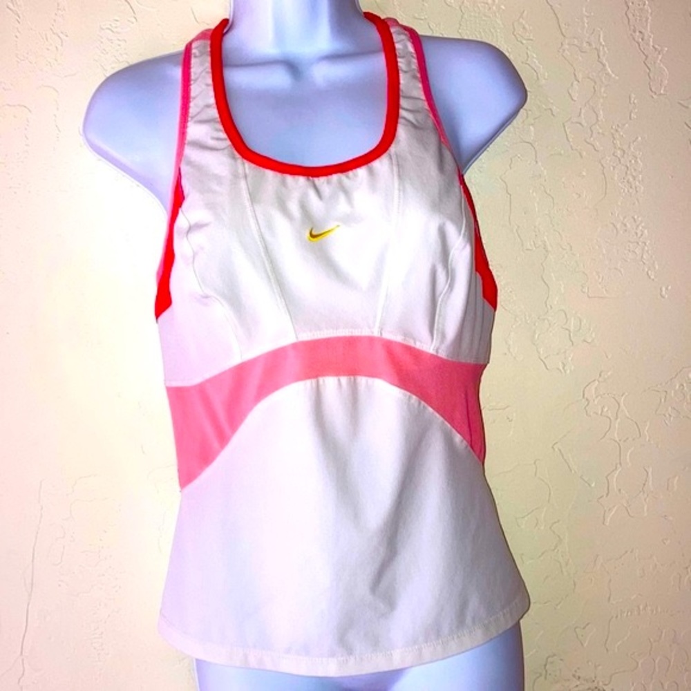 Nike Fit Dry Racetrack Tank Coral/White Size Large